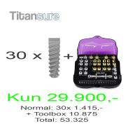 Ziacom | Dental Implants | Startersæt 30 x Implantater + Toolset